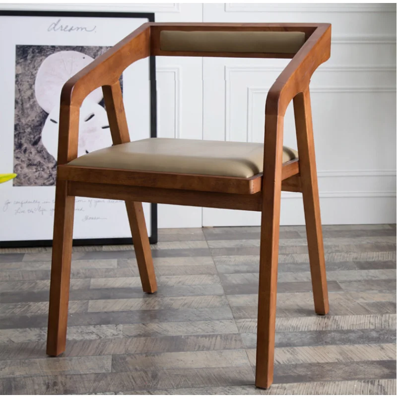 

Simple Solid Wood Dining Chair Cafe Casual Chair Office Upholstered Chair Family Dining Chair