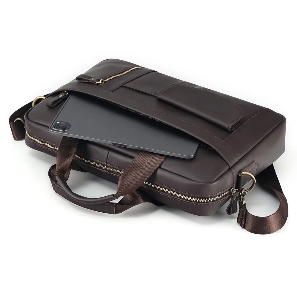 Кожаная сумка для ноутбука портфель мужская дорожная Курьерская в стиле ретро