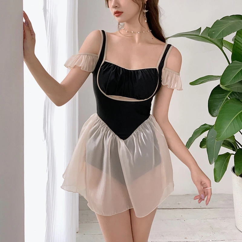 

Full Swimsuit Women 2022 Swimwear One Piece Summer Beachwear New Ins Swim Sexy Backless Dust Female Solid Nylon Beach Outings