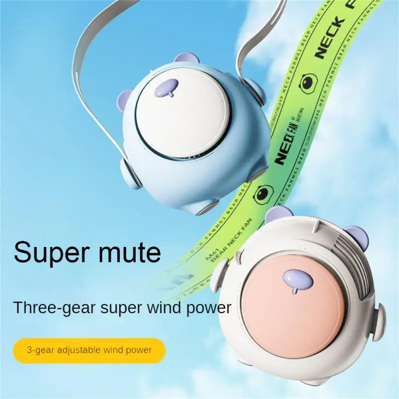 

Small Fan Handheld Electric Fan Personal Fans Hanging Neck Rechargeable Neck Hanging Fan Blaneless Fan Cartoon Mute Cute