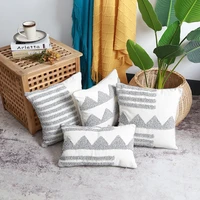 tufted cushion cover 30x50 45x45cm nordic style cotton linen geometric embroidery pillow case for sofa living room home decorate