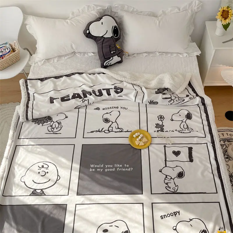 

Snoopy Charlie Brown Kawaii Cartoon Children's Blanket Thickening Baby Blanket Kindergarten Small Quilt Air Conditioner Blanket