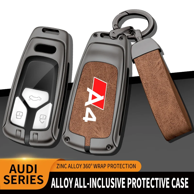 

Auto TPU Zinc Alloy Key Case Bag For Audi A4 b8 S Line Logo Car Key Chain Car Metal Key Shell Interior Decoration Accessories