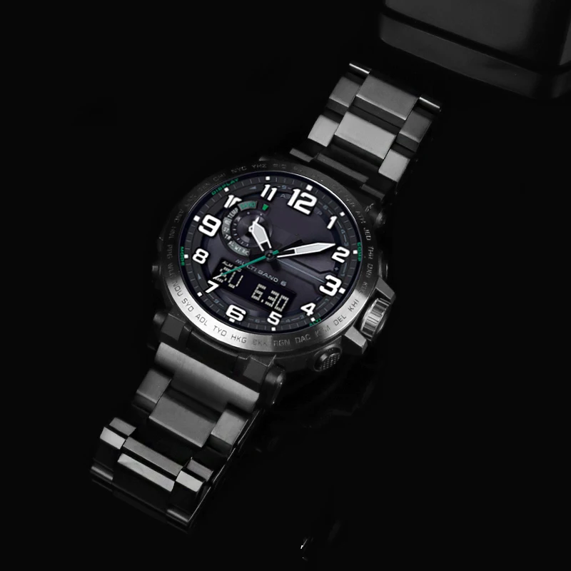 24mm Solid Stainless Steel Watch Strap For Casio PROTREK Series PRW-6600 PRG-600Y PRG-650 PRG-600  Men's watch accessories