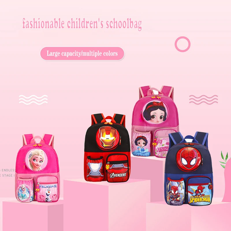 

Disney Anime Kawaii Cat Primary School Bag New Cartoon Spider-Man Boy Backpack Elsa Princess Backpack Chase Various Patterns