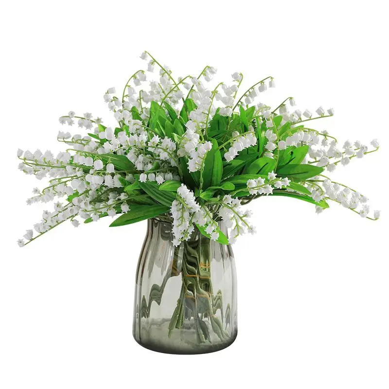 

36PCS Convallaria Majalis Plastic Flower White Wedding Bride Bouquet Bell Flower Table Centerpiece Decoration - INDIGO
