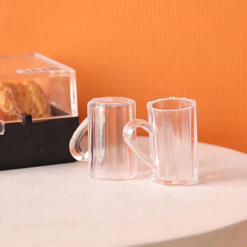 

4Pcs 1:12 Dollhouse Miniature Beer Mug Empty Cup Transparent Water Cup Model Kitchen Home Decor Play House Toy