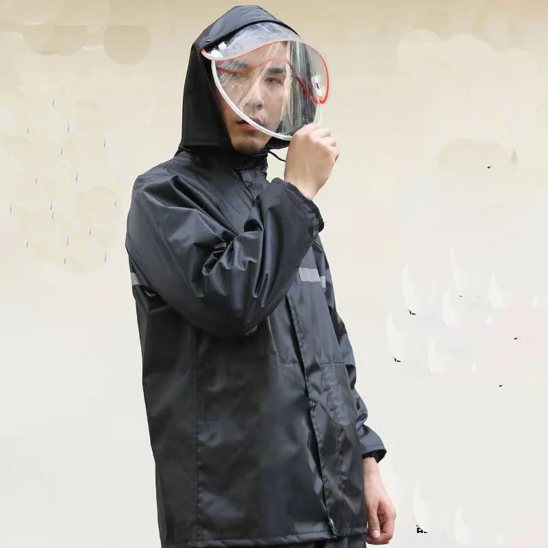 

Overcoat Raincoat Men Waterproof Hijab Sets Black Awning Rain Suit The Bike Pants Ponchos Yagmurluk Erkek Poncho Waterproof