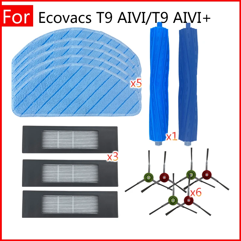 

For Ecovacs T9 MAX T9 AIVI T9 AIVI+ T9 Power Mop Rag Hepa Filter Main Side Brush Kit Home Parts Robot Vacuum Cleaner Accessories