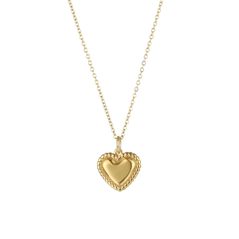 

Tarnish Free Dainty PVD 18K Gold Plated Stainless Steel Clavicle Chain Necklace Love Heart Pendant Necklace Party Jewelry