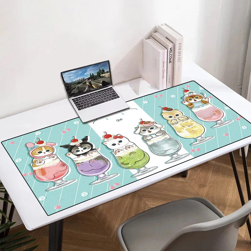 

Коврик для мыши Kawaii Cat, резиновый коврик для игровой клавиатуры, компьютерные аксессуары, коврики для мыши, коврики для стола аниме Xxl
