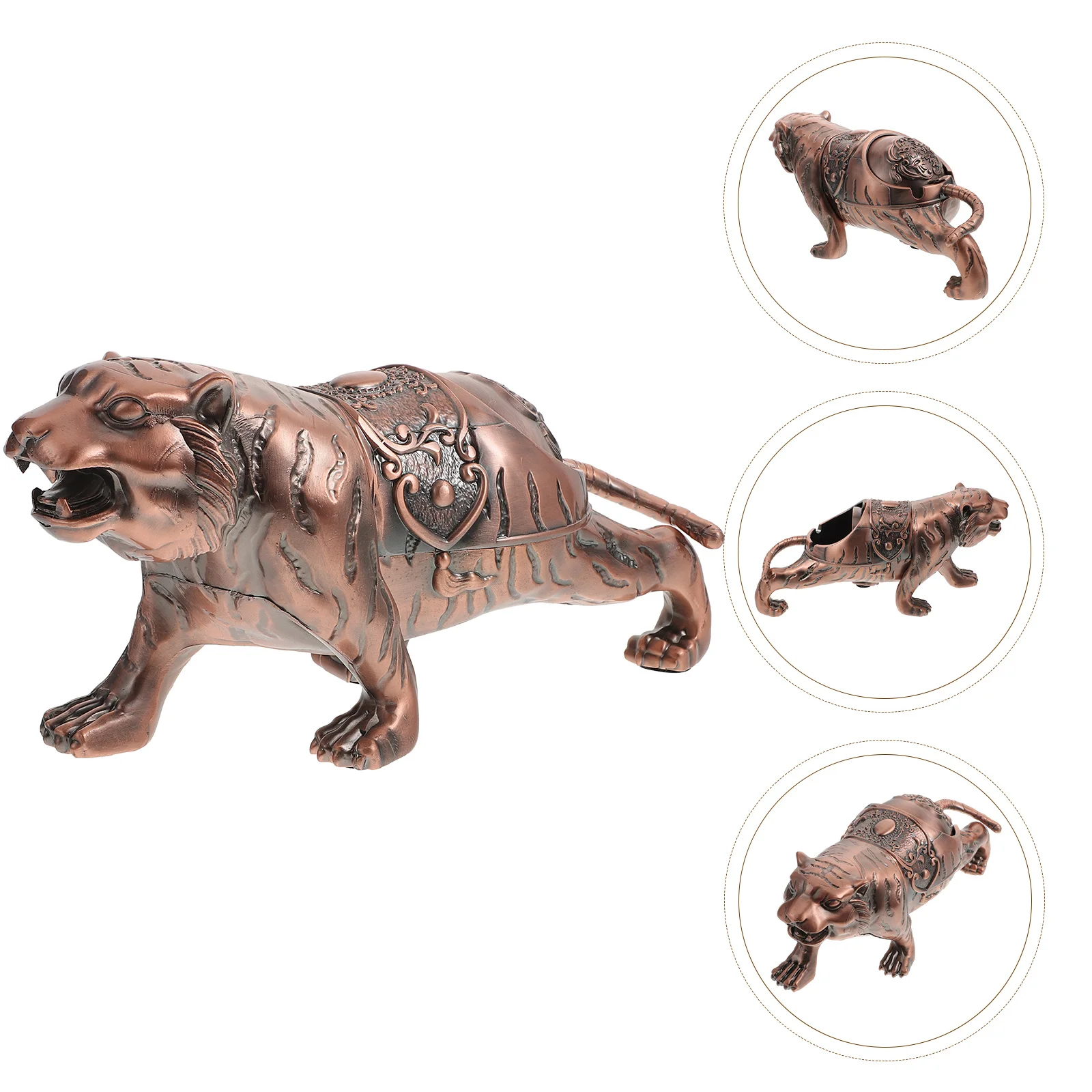 

Vintage Ashtray Lid Metal Tray Smokers Ash Holder House Gifts Tiger Ashtray Sculpture Holder