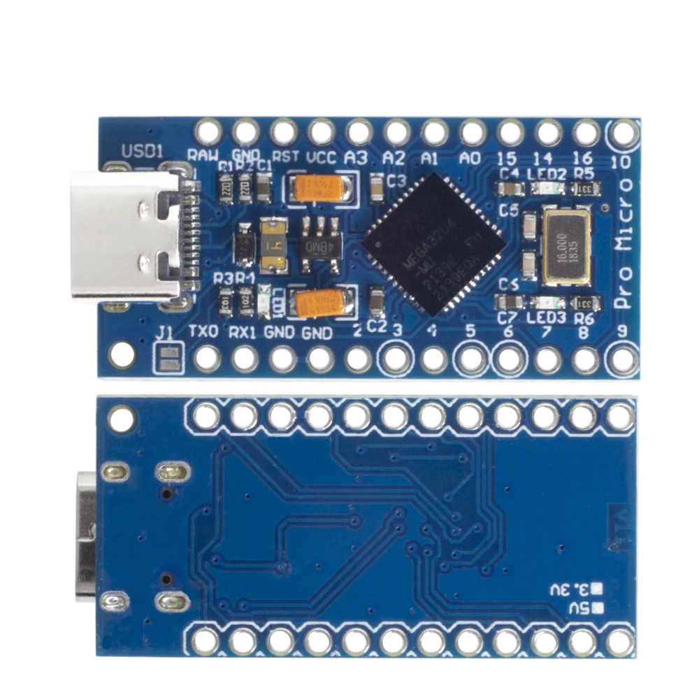 Сменный ATmega32U4 Pro Micro 5 в 16 МГц для Arduino TYPE-C с 2-рядным контактным разъемом Leonardo Mini Usb