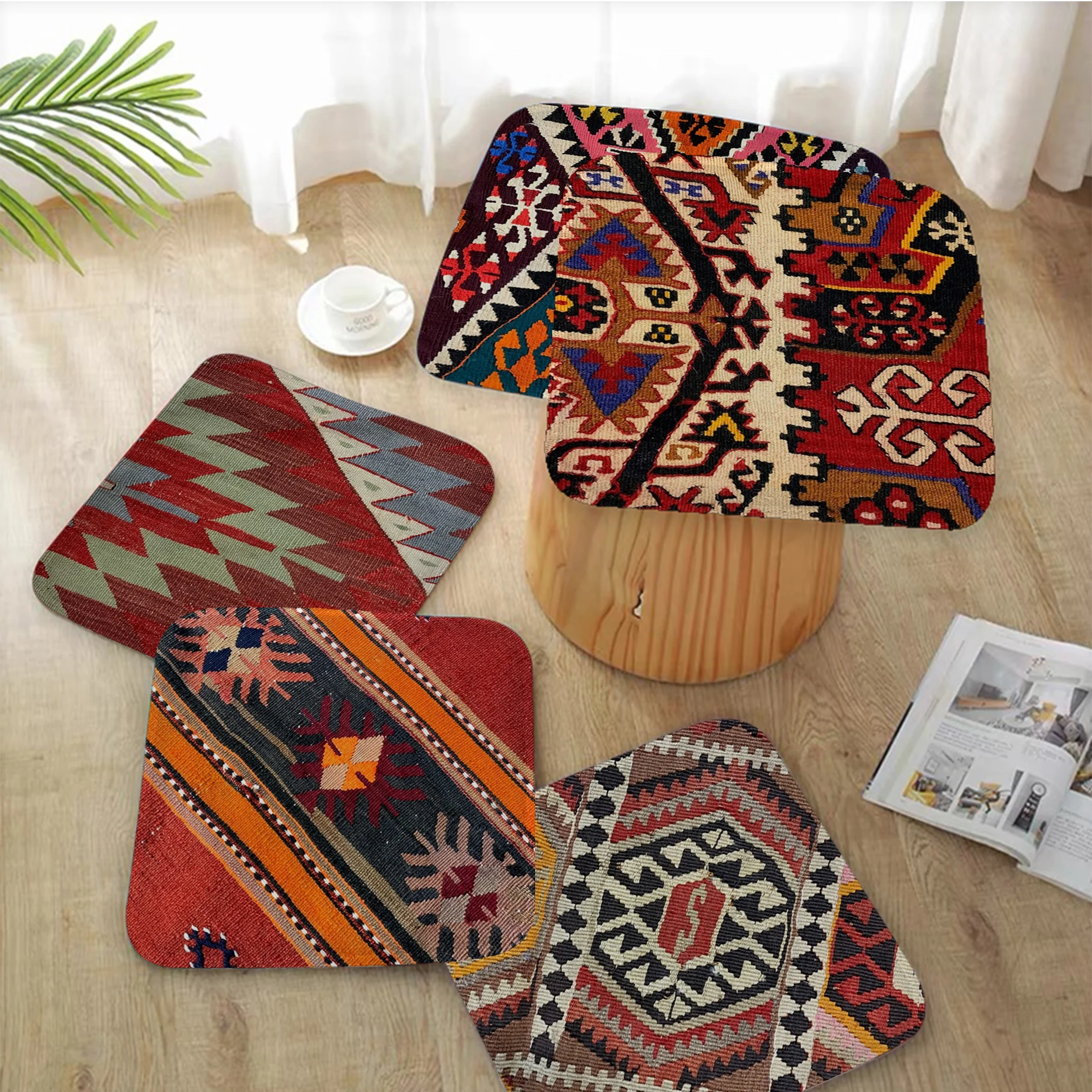 

Bohemian Patterns Nordic Printing Seat Pad Household Cushion Soft Plush Chair Mat Winter Office Bar Cushions Home Decor