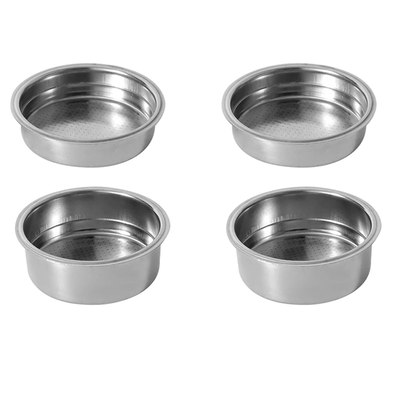 

4PCS 51Mm Stainless Steel Coffee Machines Pressurized Filter Basket Powder Basket Coffee Bottomless Portafilter Filter