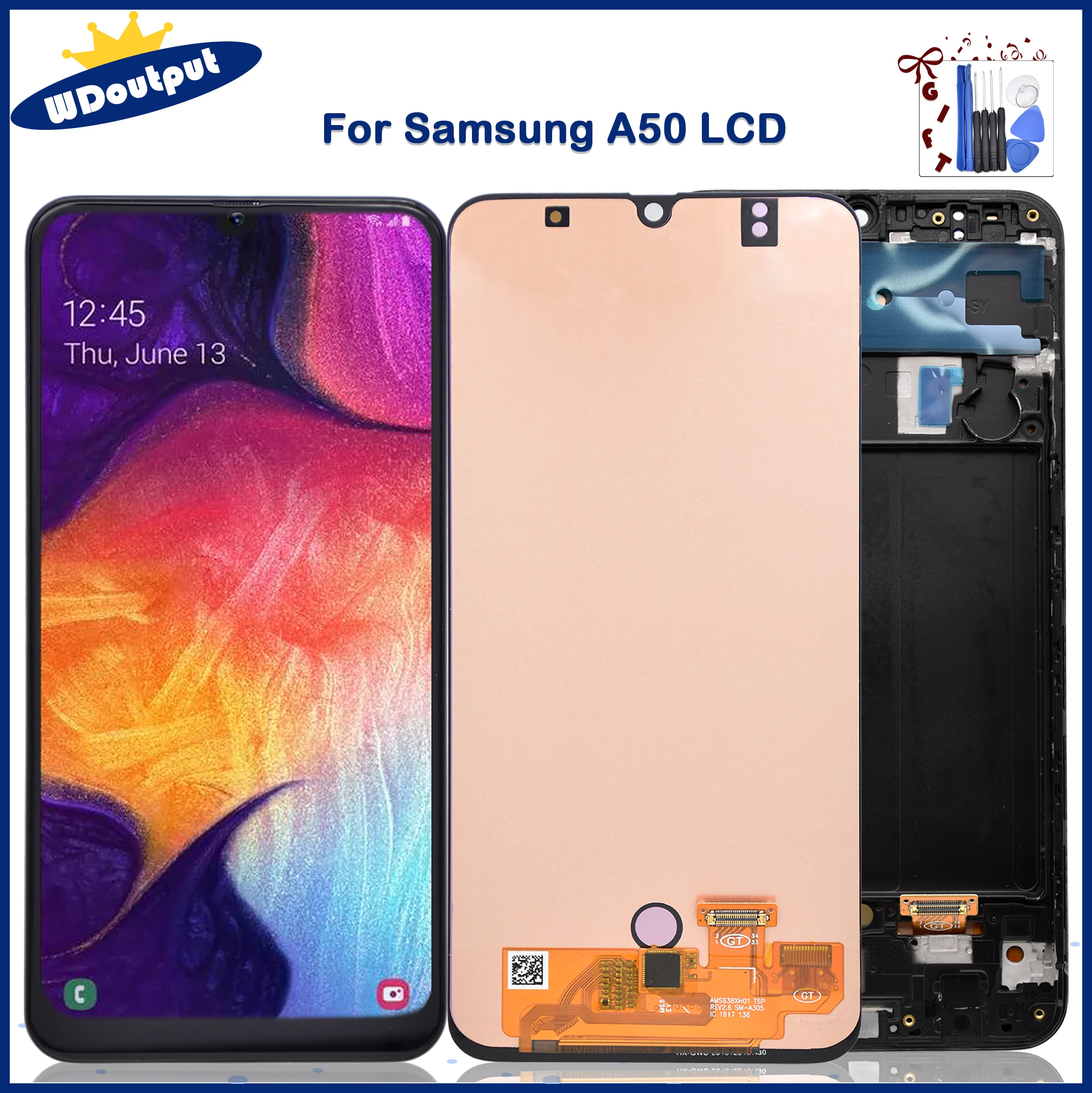 

6.4"AMOLED For Samsung Galaxy A50 SM-A505FN/DS A505F/DS A505 LCD Display Touch Screen Digitizer Assembly For Samsung A505+Frame