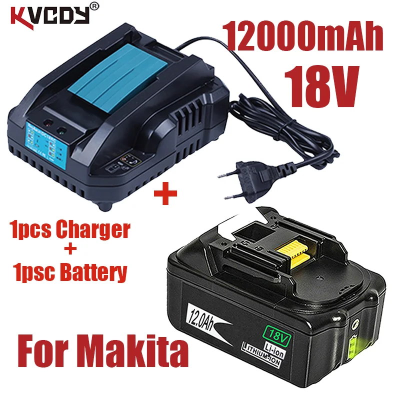 

Original For Makita 18V 12000mAh Rechargeable Power Tools Battery with LED Li-ion Replacement LXT BL1860B BL1860 BL1850+Charger