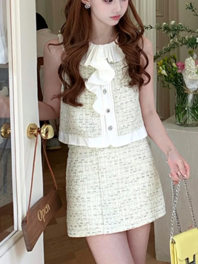 

Женский комплект из двух предметов, летний комплект из кроп-топа и короткой юбки, 2023