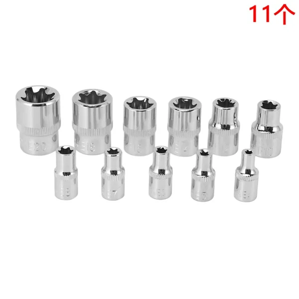 

11Pc Female E Torx Star Socket Set Rail E4 - E20 External Star Torque Socket Set