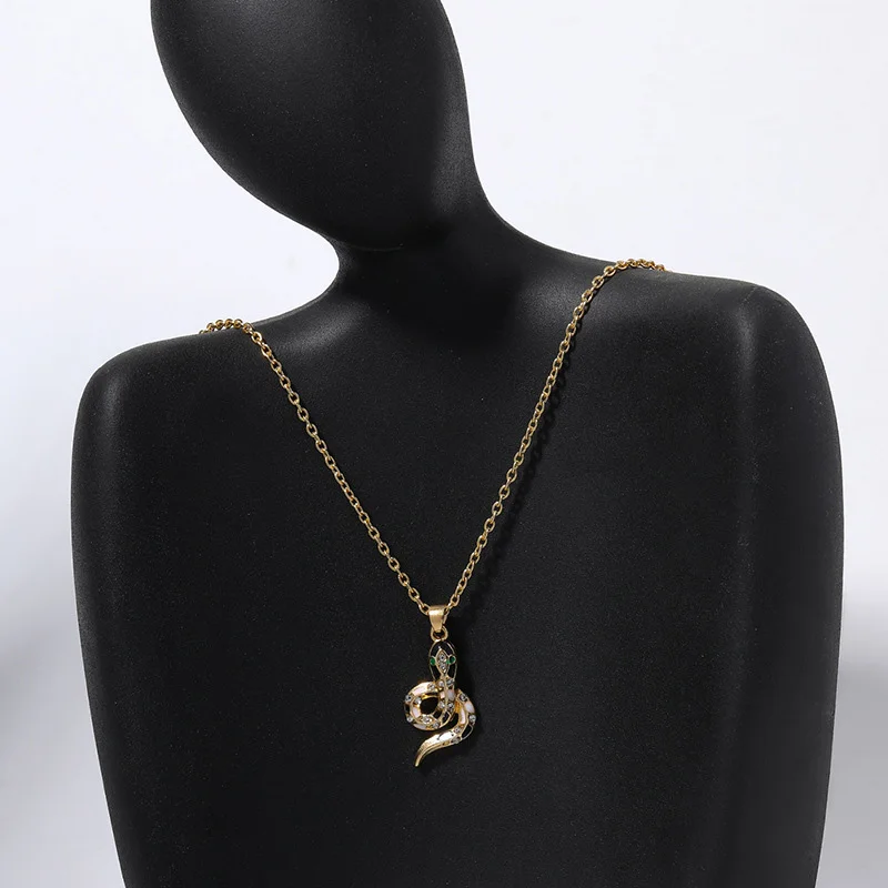 Ожерелье с подвеской в виде змеи стиле ретро для женщин и мужчин модное золотое