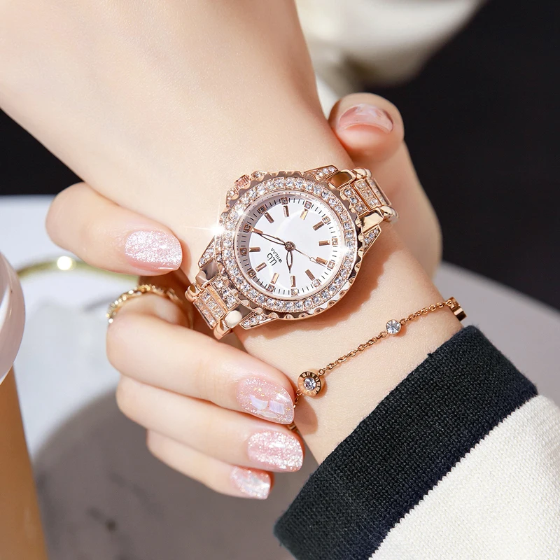 WIILAA Fashion Women Watches Top Brand Luxury Rose Gold Ladies Diamond Wristwatch Waterproof Quartz Watches Relogio Feminino enlarge