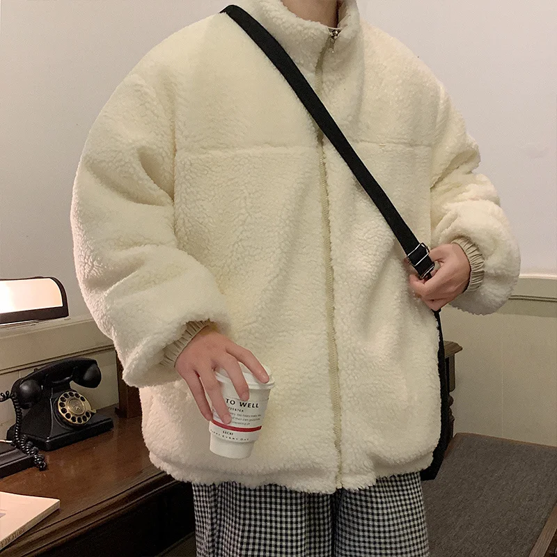 Winter Jacket Men Warm Fashion Thickened Lamb Wool Jacket Men Streetwear Loose Short Coat Mens Parker Reversible Clothes M-3XL