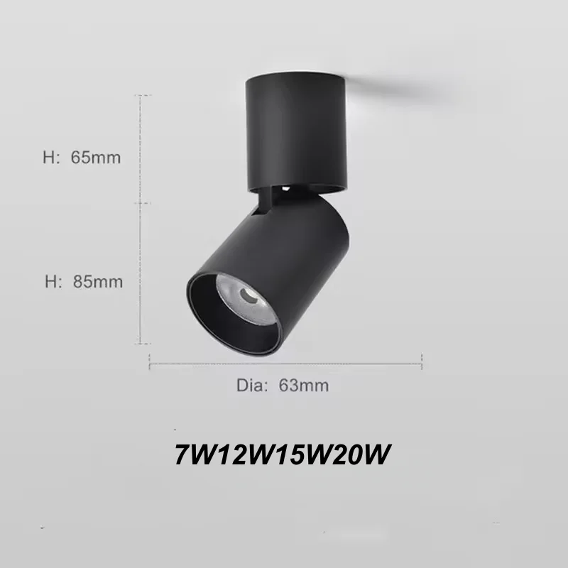 

Потолочный светильник YXZI, регулируемый, черный/белый, алюминий, 10W/12W/15W/20W