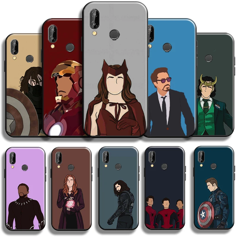 

Marvel Comics Avengers Phone Case For Huawei P20 Pro P20 Lite Shockproof Liquid Silicon Back Funda TPU Cases Black Carcasa