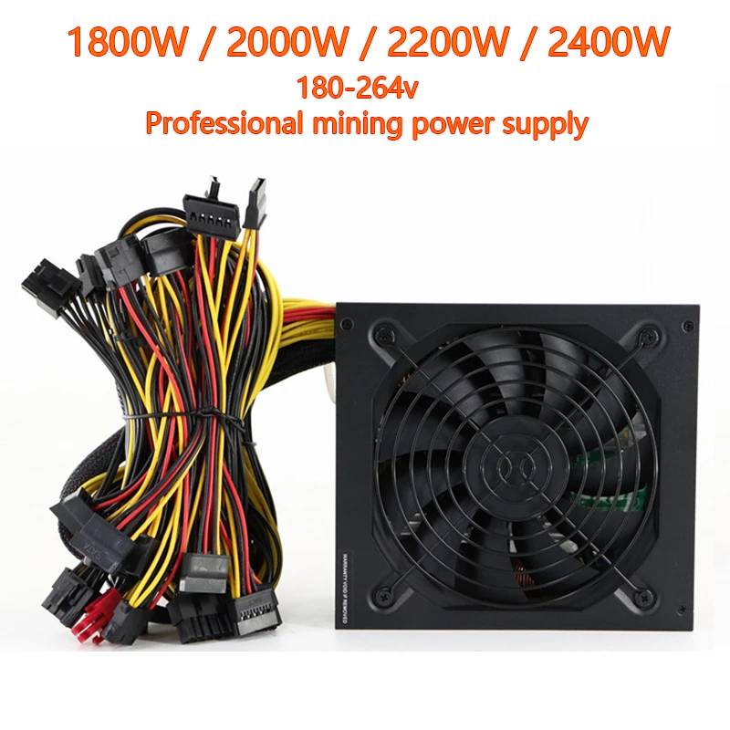 Блок питания 1800 Вт 2000 Вт 2400 Вт, 180-264 в, ATX, для майнинга биткоинов, поддержка 8 дисплеев, GPU, для майнинга биткоинов BTC