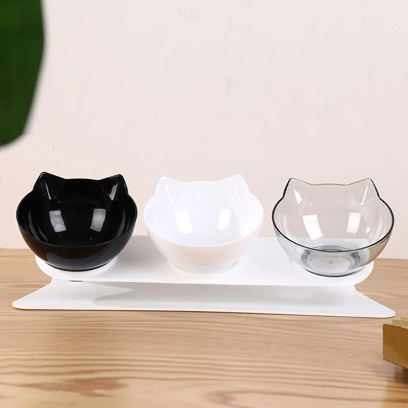 

Elevated Pet Feeding Drinking Snack Bowl Cute Products 15 Tilt Dog Feeder Container Non-Slip Triple Cat Bowl with Stand Cat Bowl