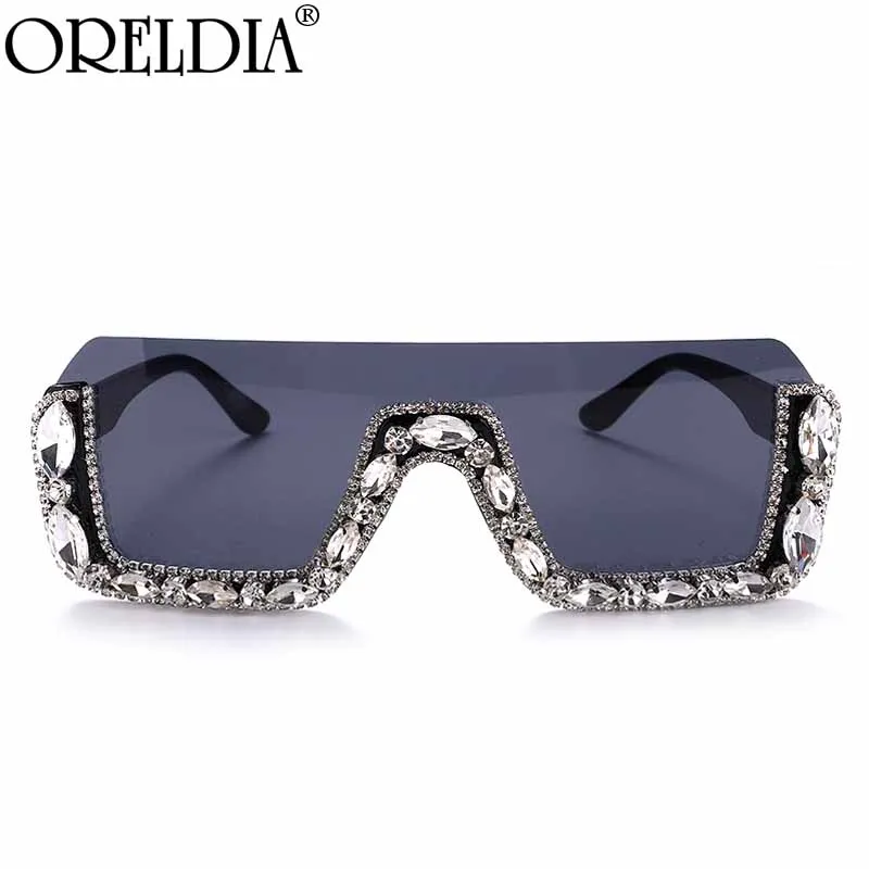 

Солнцезащитные очки без оправы UV400 для мужчин и женщин, роскошные прямоугольные модные, со стразами