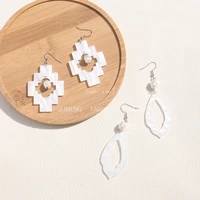 qm white cute acrylic geometry dangle earrings for women girls party birthday christmas gifts jewelry pearls gold color earrings