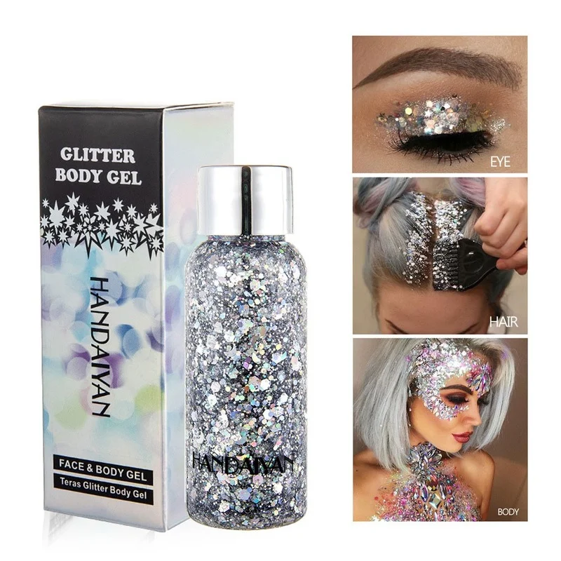 

New Face Body Sequins Lotion Sequins Eye Shadow Colorful Polarized Body Hair Facial Gel Art Glitter Heart-shaped Bulk Sequins