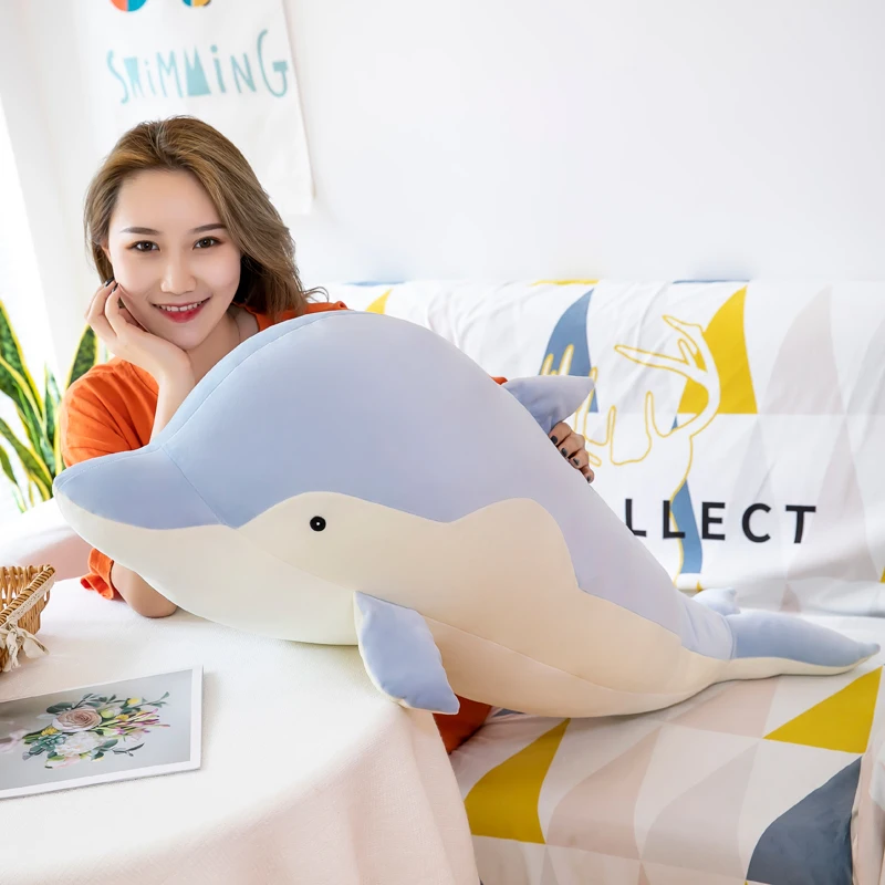 

130cm Cute Soft Dolphin Plush Toys Office Nap Pillow Home Comfort Cushion Child Decor Christmas Gift Cotton Doll