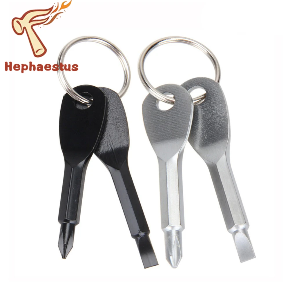 

Screwdrivers Tool Set Outdoor Pocket Mini Tool Stainless Steel Screwdrivers Keychain with Flat and Phillips Head Screwdriver