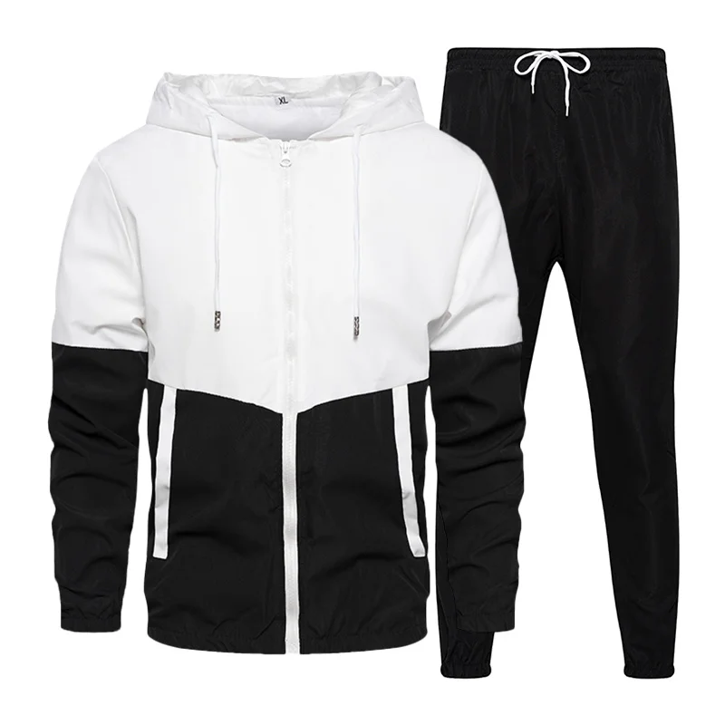 

Spring Autumn Men Tracksuit Casual Set Male Joggers Hooded Sportswear Jackets+Pants 2 Piece Sets Hip Hop Running Sports Suit 5XL