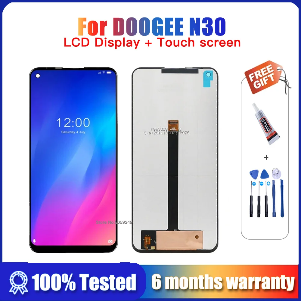 Оригинальный ЖК-дисплей 6,55 дюйма Для Doogee N30 и сенсорный дисплей, запасной полный экран для N 30