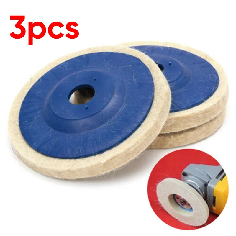 

3x100mm 4Inch Compressed Wool Pad Fabric Disc Polishing Buffing Pad Wheels Quick Change Felt Polishing Disc For Grinding