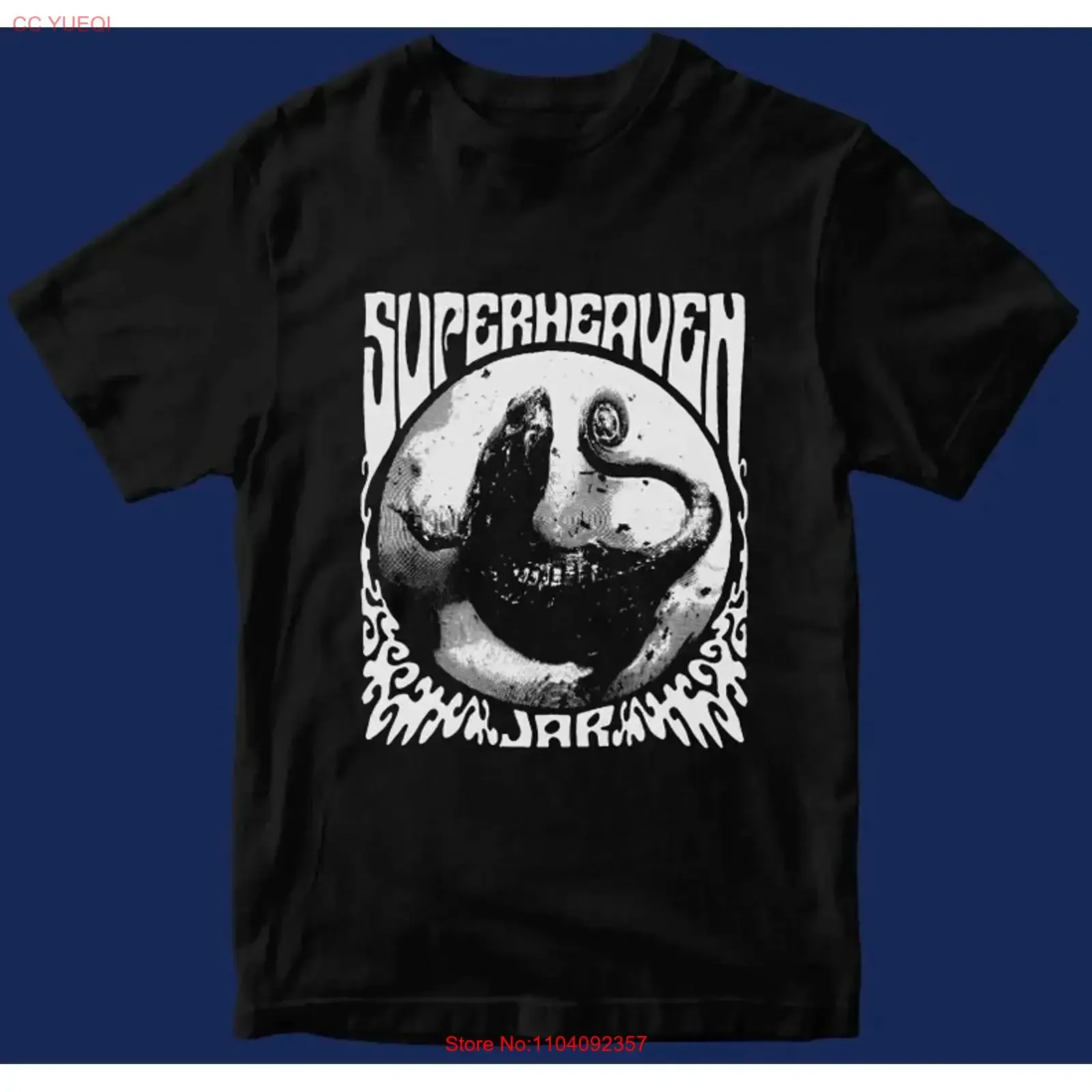 Фото Винтажная футболка SUPERHEAVEN Band из хлопка, размеры от S до 5XL, PA543, с эффектом потертости, слегка растягивающаяся, для повседневной носки, мужская. №1