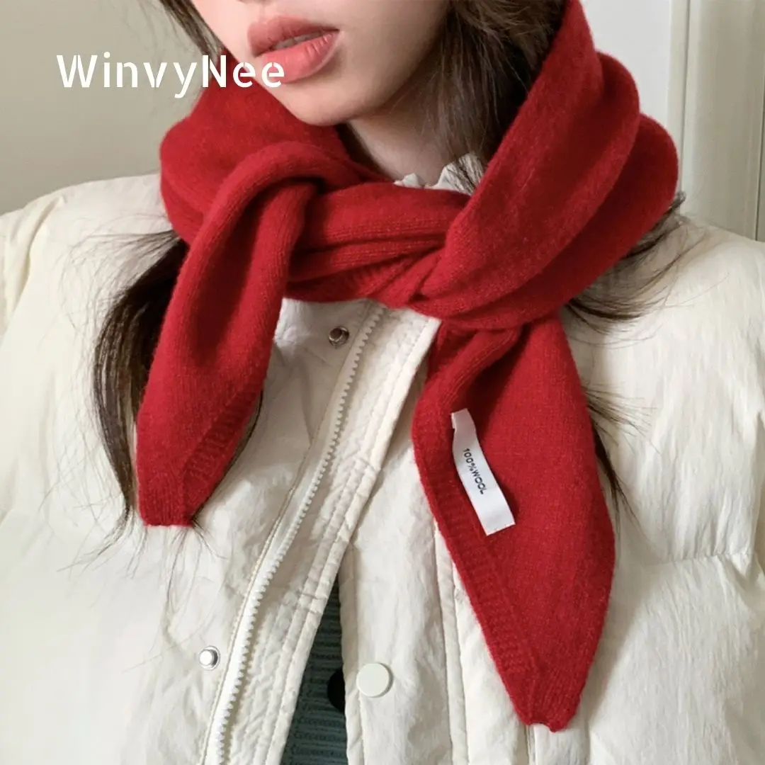 Фото Женский шарф WinvyNee, платок из 100% шерсти, шарфы с завязками для женщин, бандана, модный треугольный платок, зимний платок G1523026 №1
