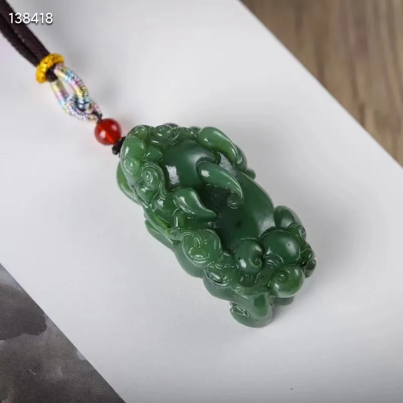 Новинка 100% натуральный голубой зеленый гетянь Нефритовая гравировка кулон