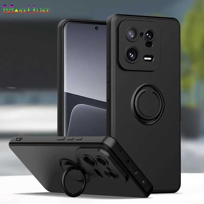 

Silicone Case for Xiaomi Mi 13 Case Shockproof Ring Holder Soft Cover for Xiaomi 12S 12T 13 12 Pro 11 Lite 12SPro 13Pro Cases