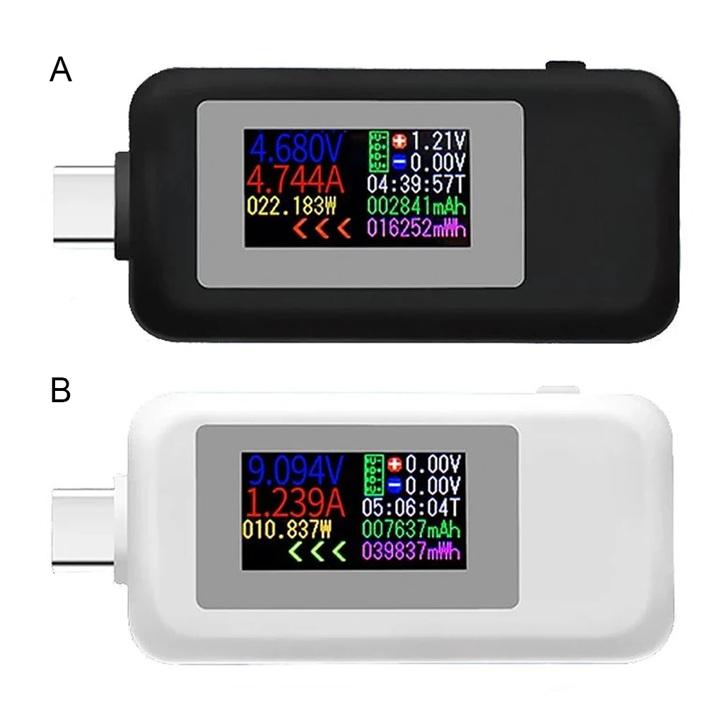 

1 2 3 Type-C USB Tester Precise Memory Function Power Voltage Meter 4-30V 0-150W Digital Ammeter Testing Machine White