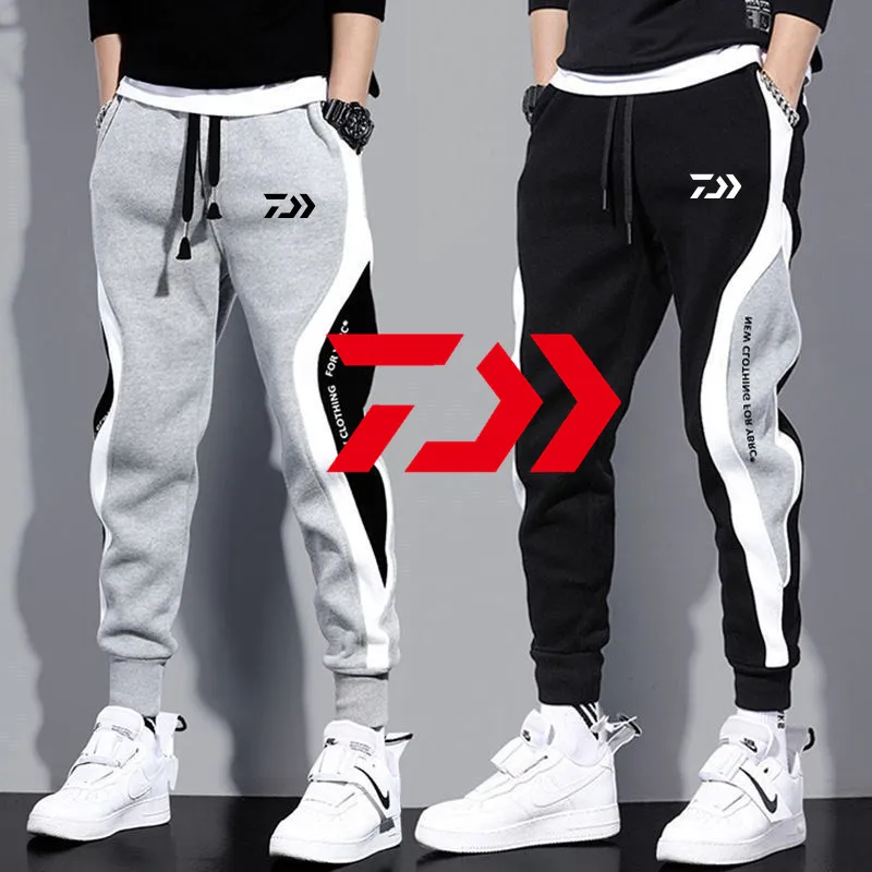

Daiwa 2024 New Men Loose Running Stripe Sweatpants Mens Jogging Straight Trousers Outdoor Breathable Quick Drying Fishing Pants