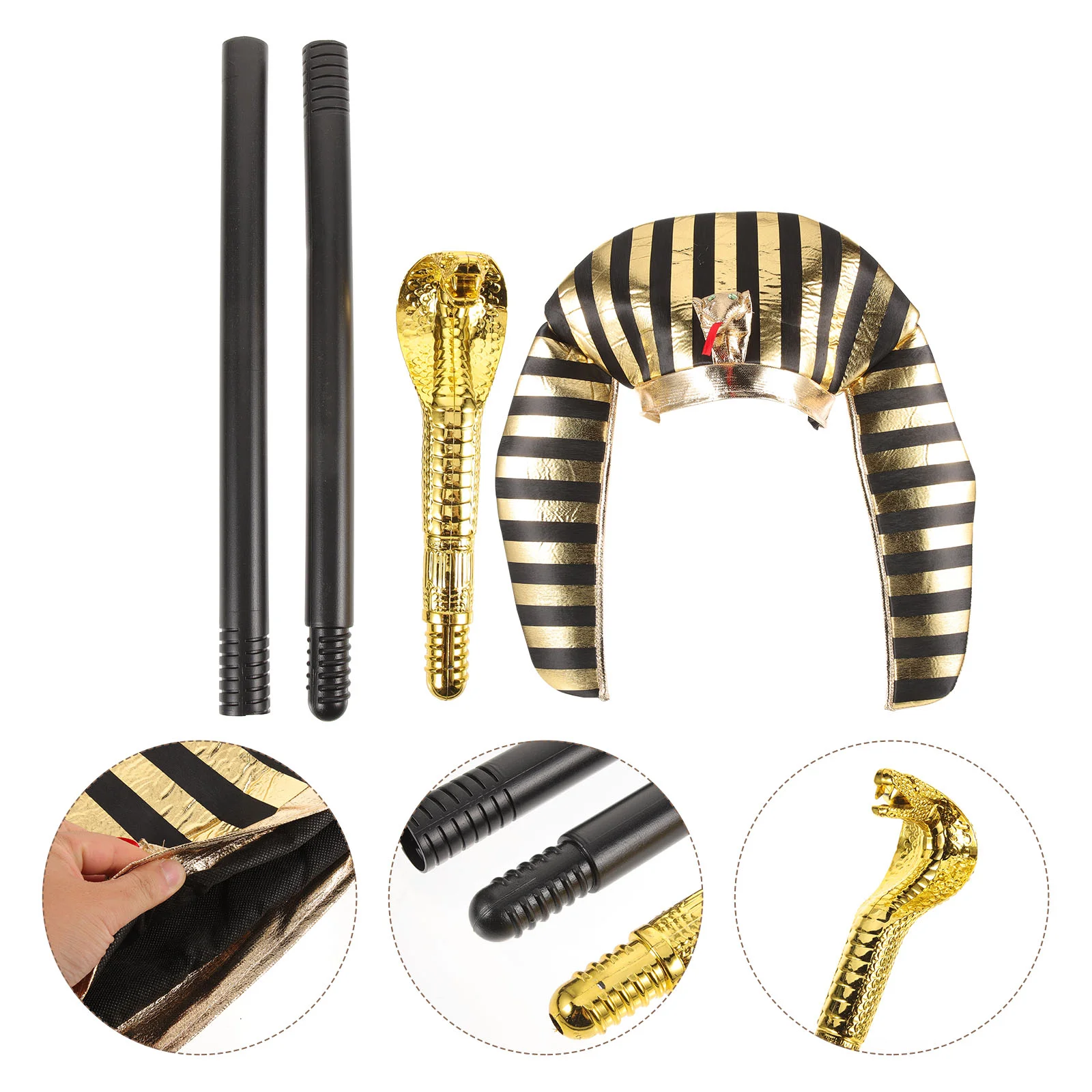 

Egyptian Scepter Costsume for Halloween Cosplay Kit Prop Costume Accessory Wasit Hat Caps