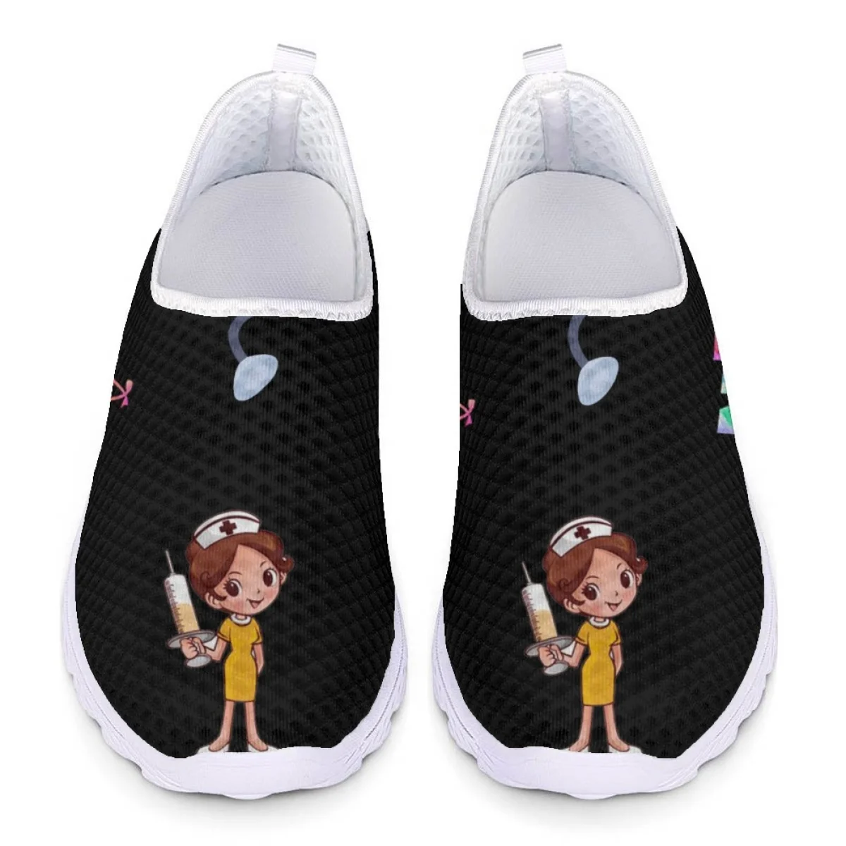 

Belidome Cute Cartoon Nurse Medical Shoes for Women Summer Mesh Soft Brand Design Slip On Casual Walking Sneakers Zapatos Planos