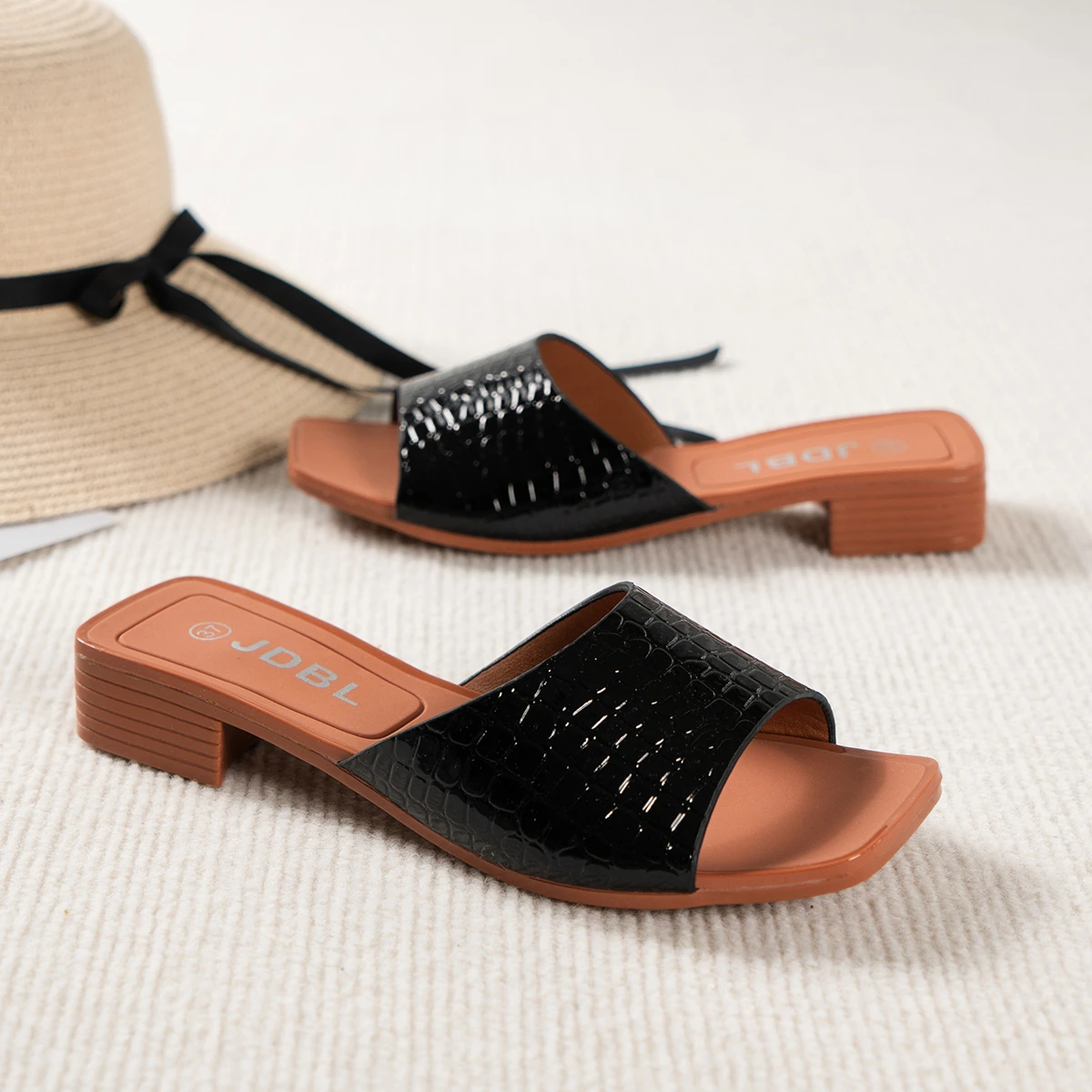 Women High Heels Slippers 2023 Summer Fashion Fish Mouth Mid Heel Sandals Ladies Casual Flip Flops Slides Shoes Zapatos De Mujer