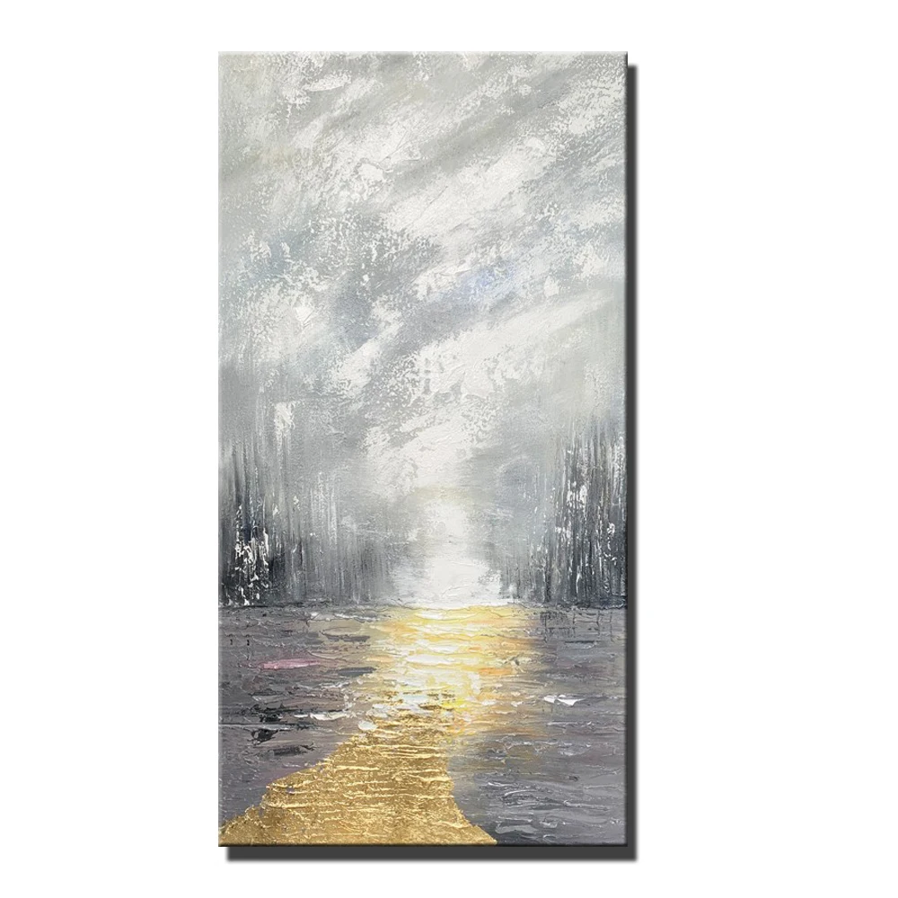 Hand Painted Landscape Abstract Canvas Oil Painting Thick Textured Wall Art Modern Living Room Porch Decoration Picture Unframed