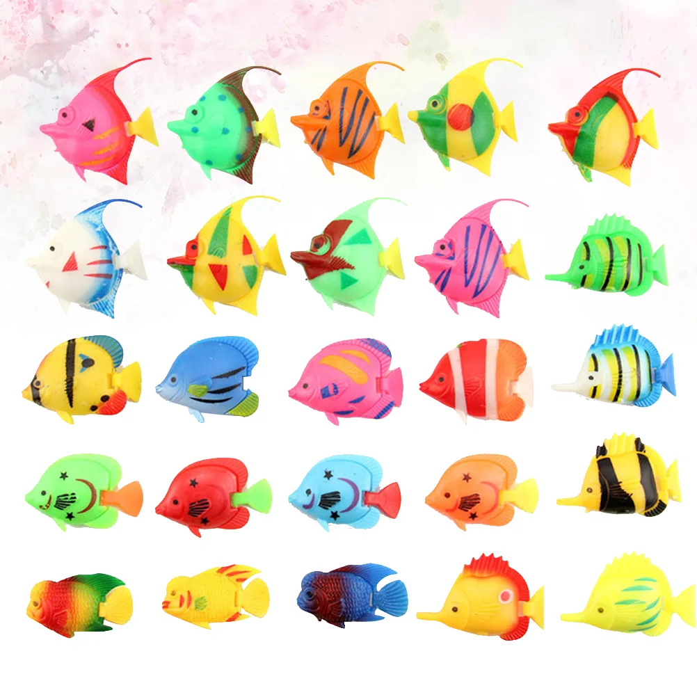 

25pcs Creative Aquarium Fish Ornament Fish Tank Landscape Artificial Fish Plastic Fish Decor (Random Style)