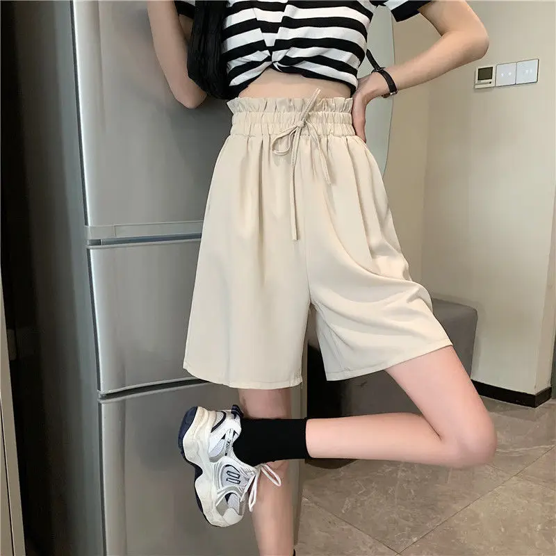 Y2K Clothes Summer Women's High Waist 2023 New Drawstring Chiffon Wide Leg Pants Casual Shorts Skirts Pants Korean Style Fashion